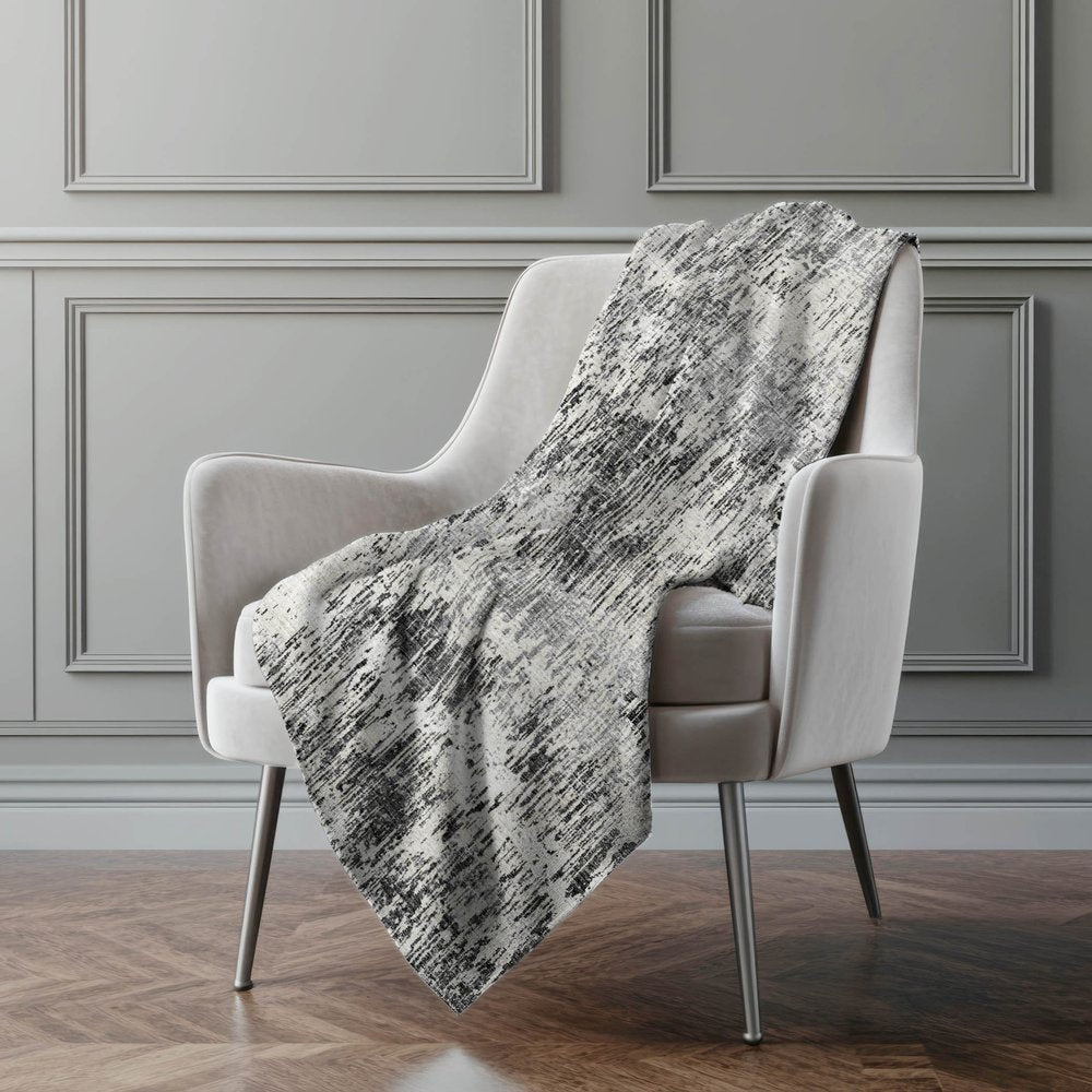 50" X 70" Gray And Silver Abstract Polyester Woven Plush Throw Blanket