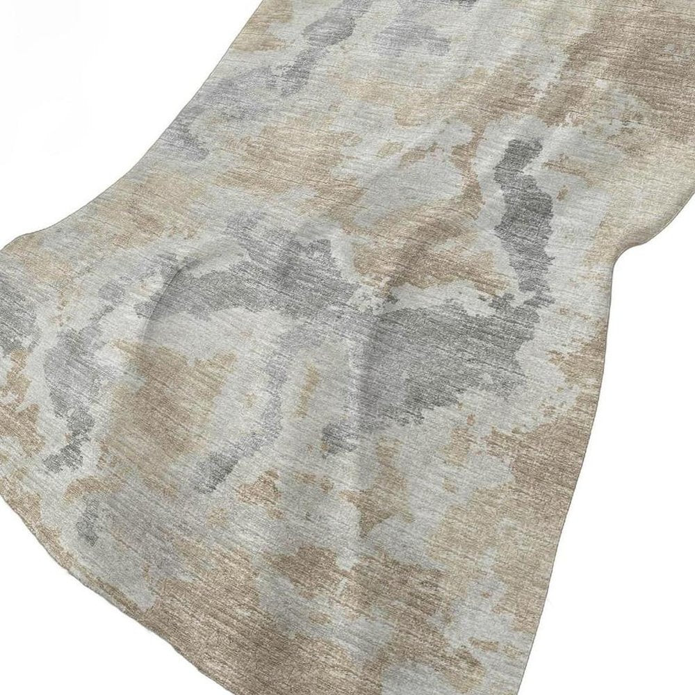 50" X 70" Beige And Gray Abstract Plush Throw Blanket