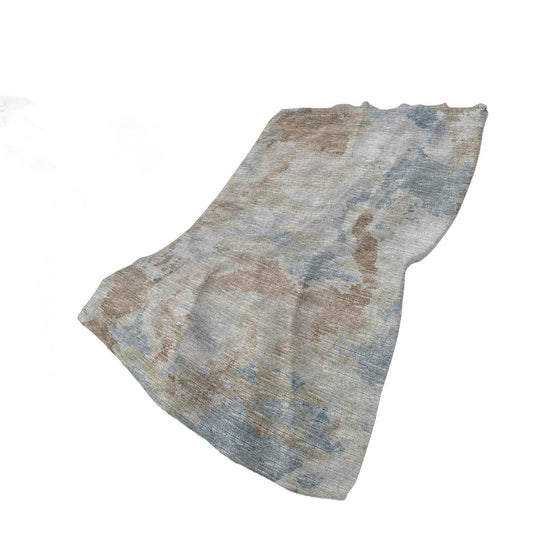 50" X 70" Gray And Coffee Abstract Plush Throw Blanket