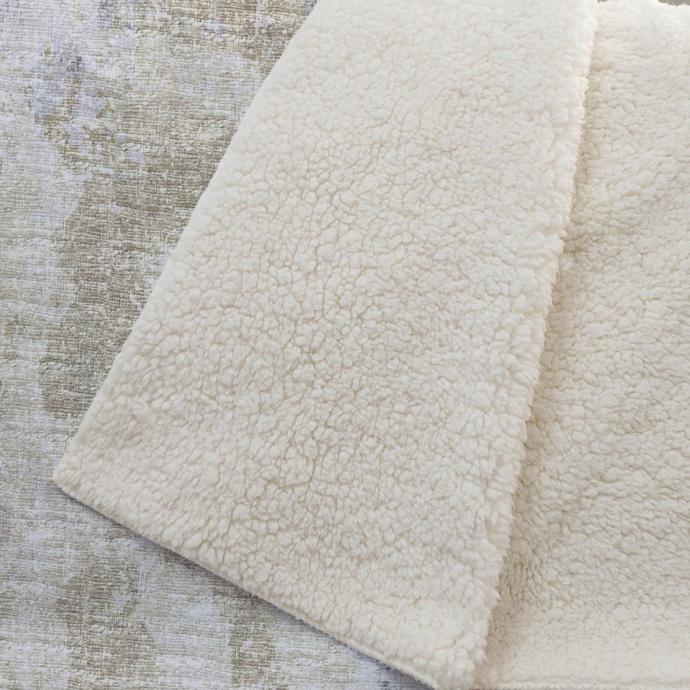 50" X 70" Ivory And Beige Abstract Plush Throw Blanket