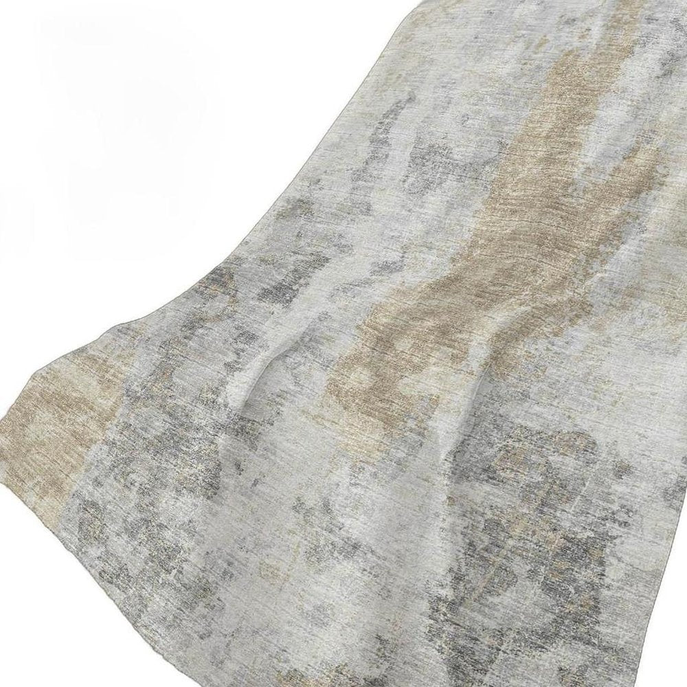 50" X 70" Ivory And Beige Abstract Plush Throw Blanket