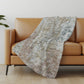 50" X 70" Beige Gray And Ivory Abstract Polyester Woven Plush Throw Blanket