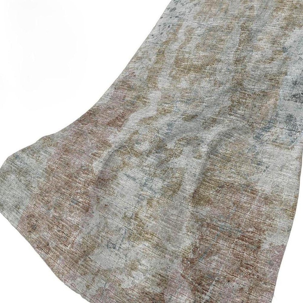 50" X 70" Beige Gray And Ivory Abstract Polyester Woven Plush Throw Blanket
