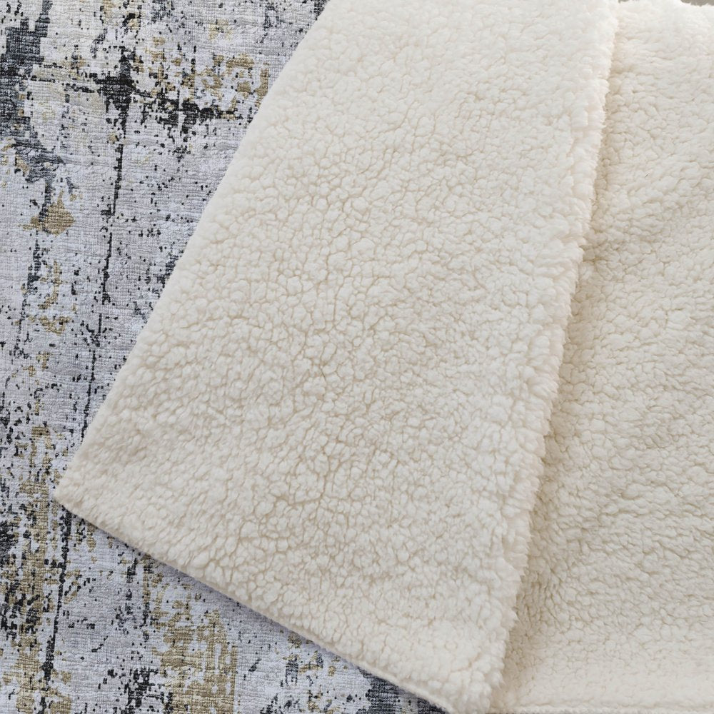 50" X 70" Black Silver And Gray Abstract Polyester Woven Plush Throw Blanket