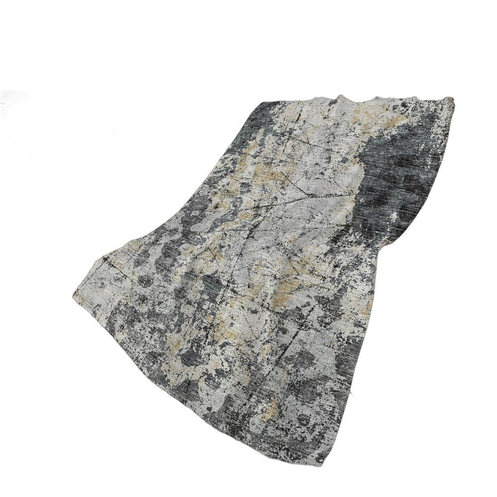 50" X 70" Black Silver And Gray Abstract Polyester Woven Plush Throw Blanket