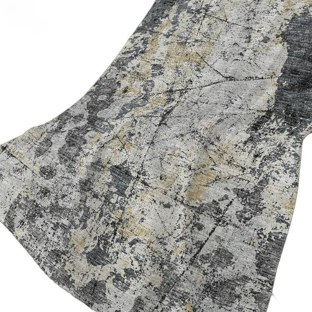 50" X 70" Black Silver And Gray Abstract Polyester Woven Plush Throw Blanket