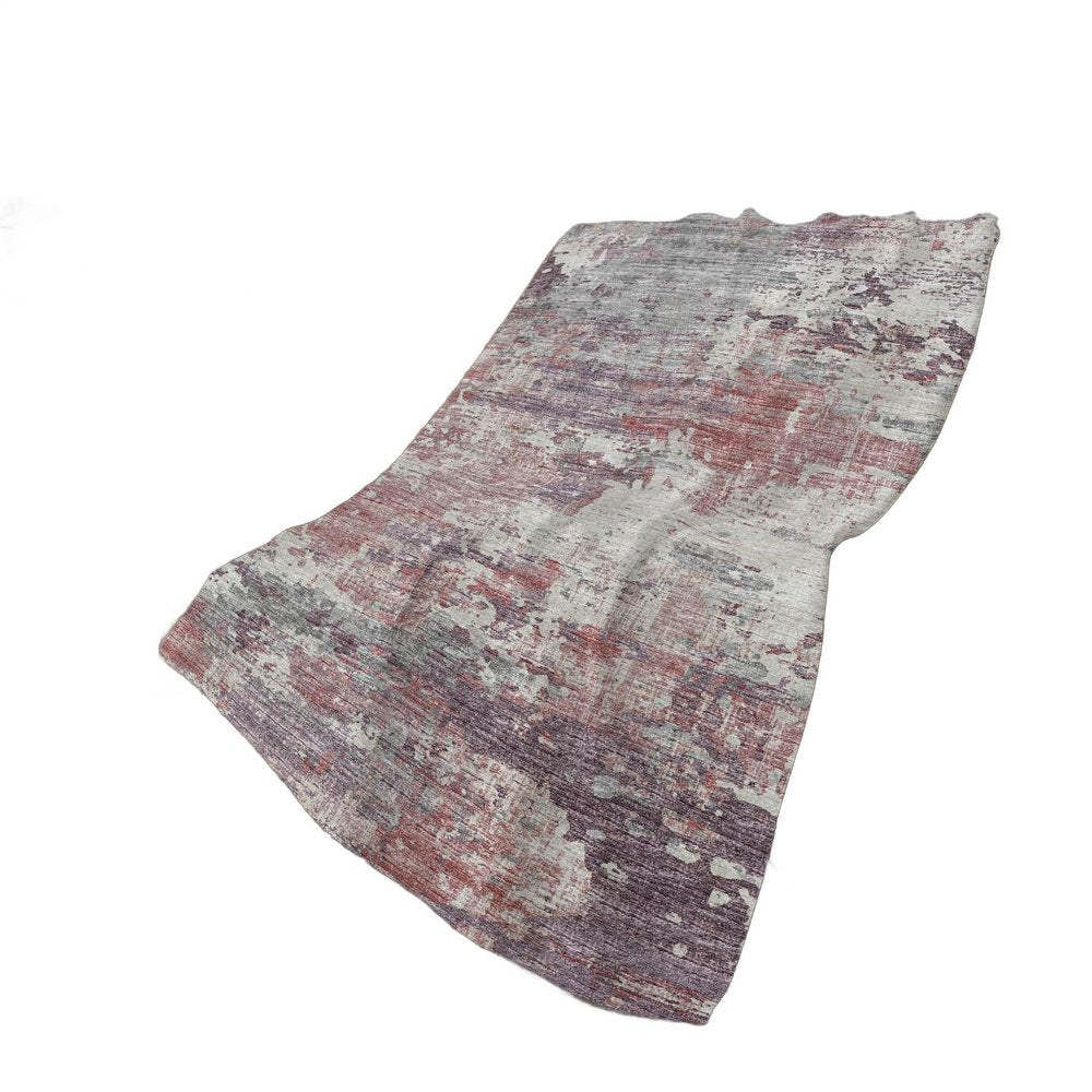 50" X 70" Pink Silver And Gray Abstract Polyester Woven Plush Throw Blanket