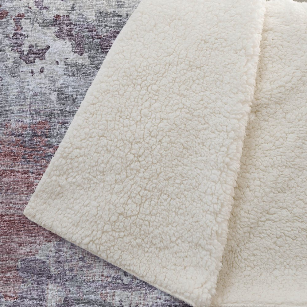 50" X 70" Pink Silver And Gray Abstract Polyester Woven Plush Throw Blanket