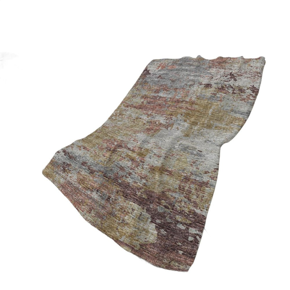 50" X 70" Mauve Copper And Silver Abstract Polyester Woven Plush Throw Blanket