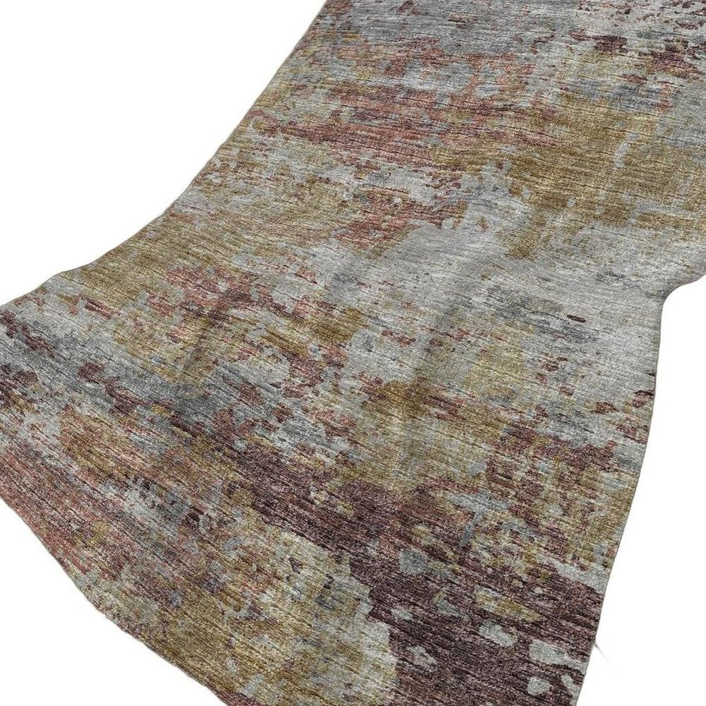 50" X 70" Mauve Copper And Silver Abstract Polyester Woven Plush Throw Blanket