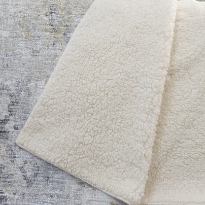 50" X 70" Beige Gray And Ivory Abstract Polyester Woven Plush Throw Blanket
