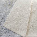 50" X 70" Beige Gray And Ivory Abstract Polyester Woven Plush Throw Blanket