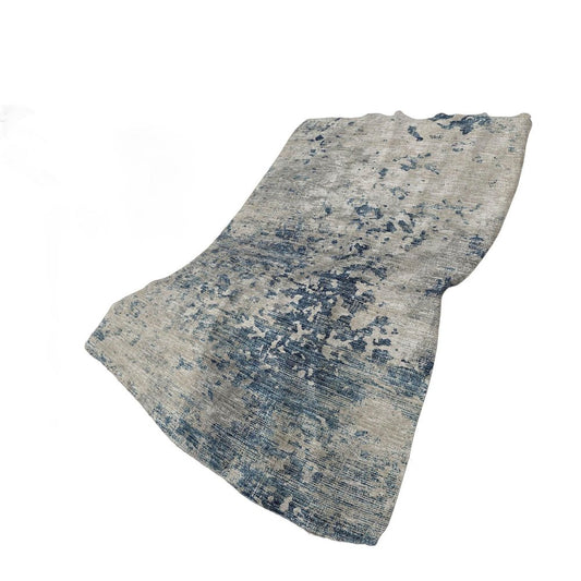 50" X 70" Blue Beige And Ivory Abstract Polyester Woven Plush Throw Blanket