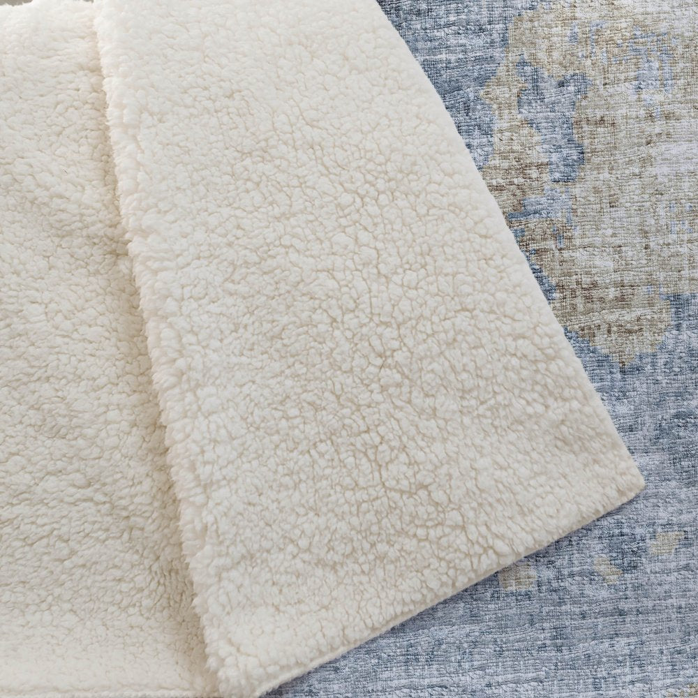 50" X 70" Blue Gold And Silver Abstract Polyester Woven Plush Throw Blanket