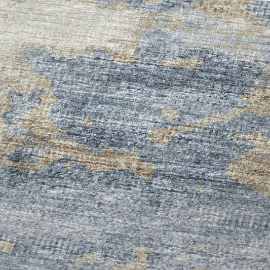 50" X 70" Blue Gold And Silver Abstract Microfiber Plush Throw Blanket