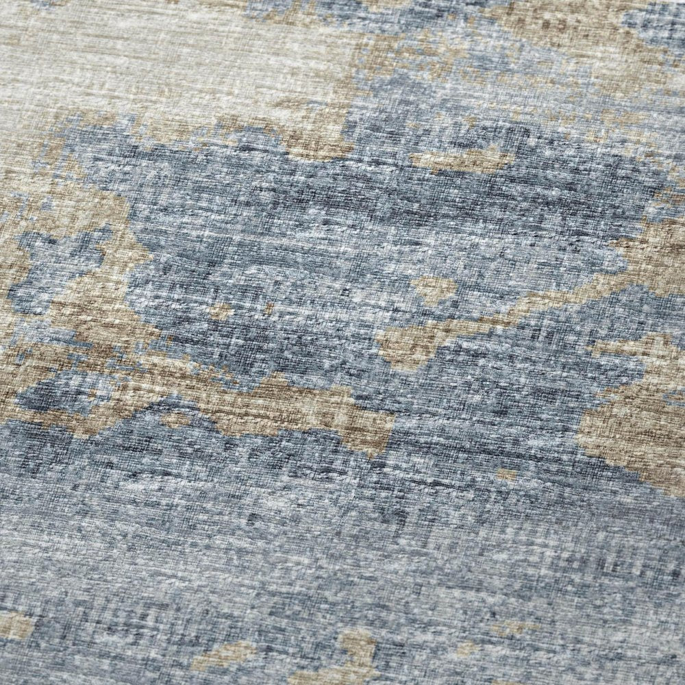 50" X 70" Blue Gold And Silver Abstract Microfiber Plush Throw Blanket