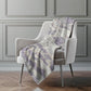 50" X 70" Purple Ivory And Gray Abstract Polyester Woven Plush Throw Blanket