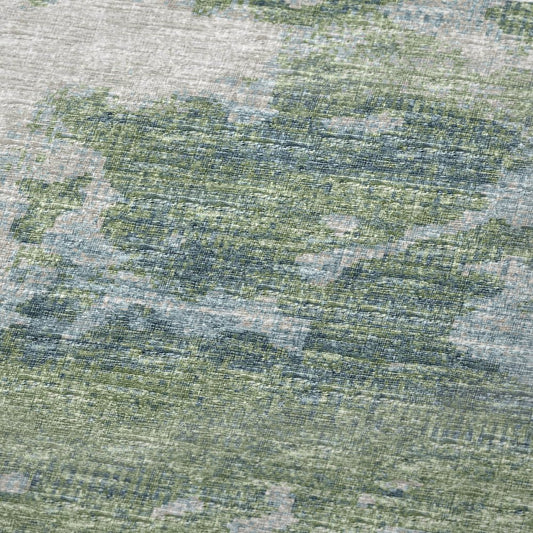 50" X 70" Green Teal And Beige Abstract Polyester Woven Plush Throw Blanket