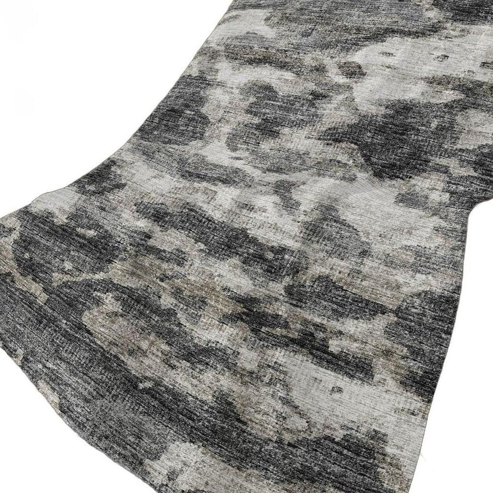 50" X 70" Black Ivory And Gray Abstract Polyester Woven Plush Throw Blanket