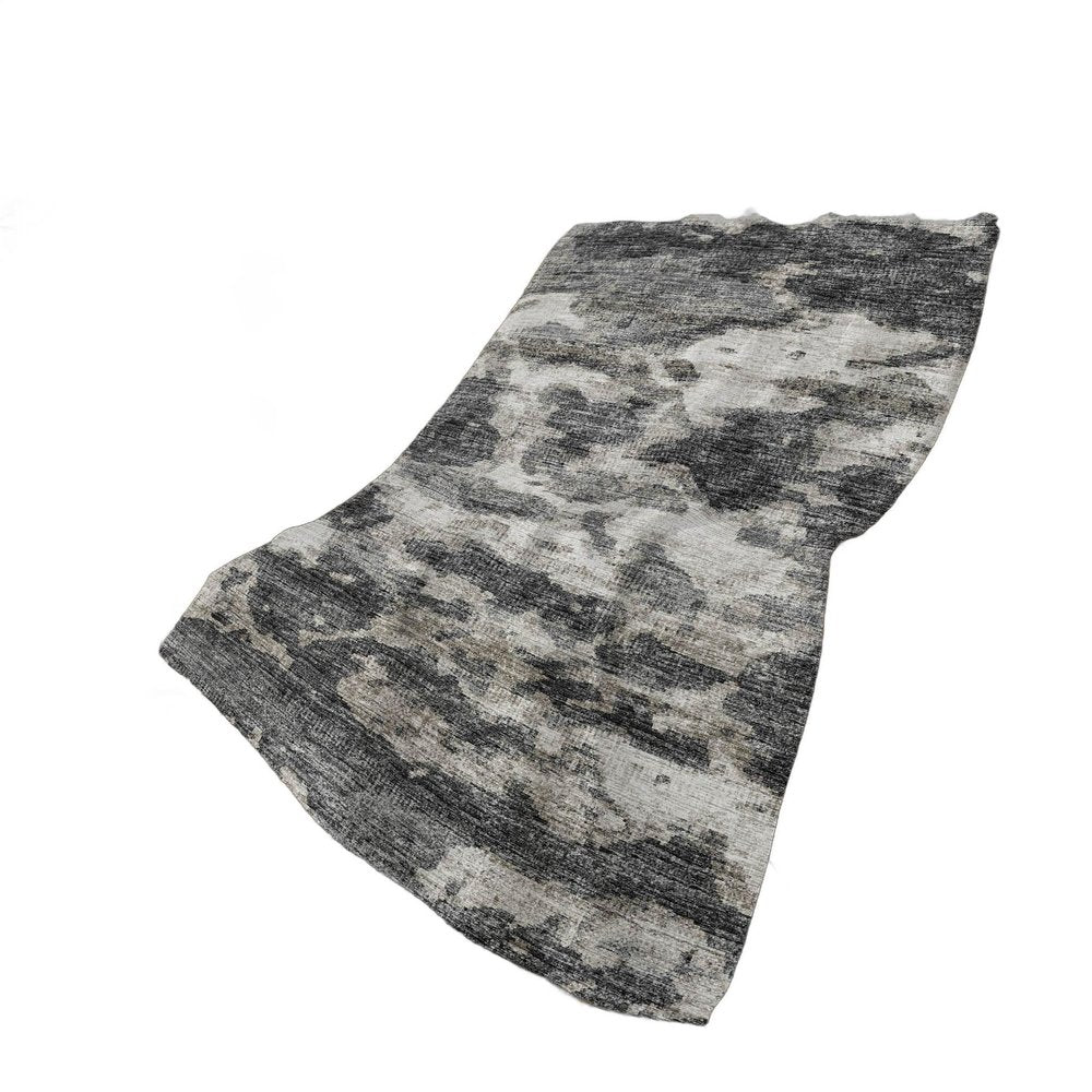 50" X 70" Black Ivory And Gray Abstract Polyester Woven Plush Throw Blanket