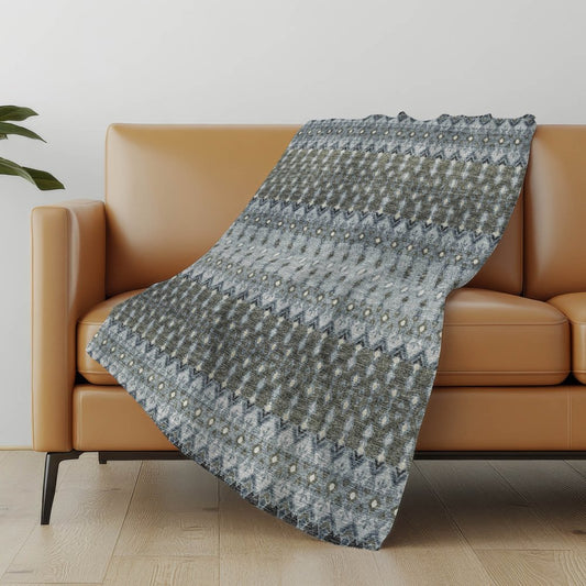 50" X 70" Gray And Charcoal Geometric Polyester Woven Plush Throw Blanket