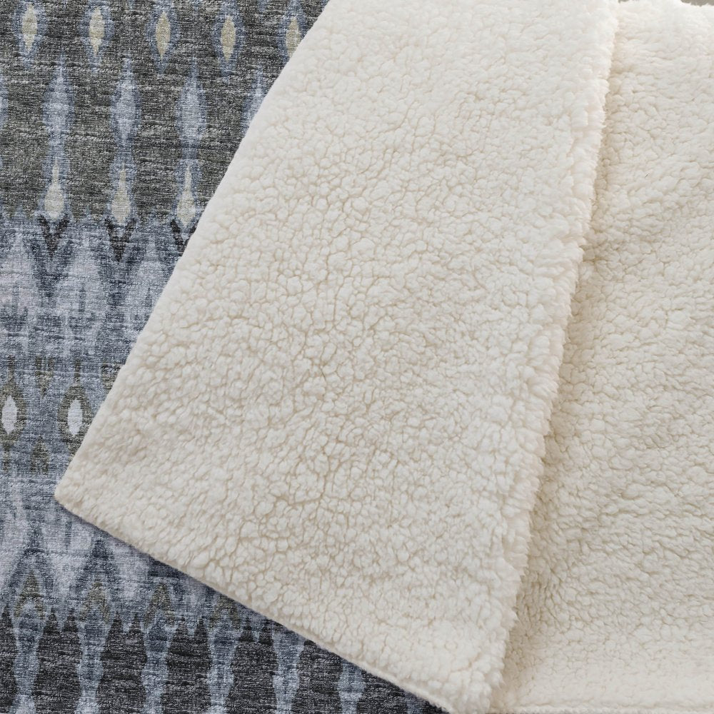 50" X 70" Gray And Charcoal Geometric Polyester Woven Plush Throw Blanket