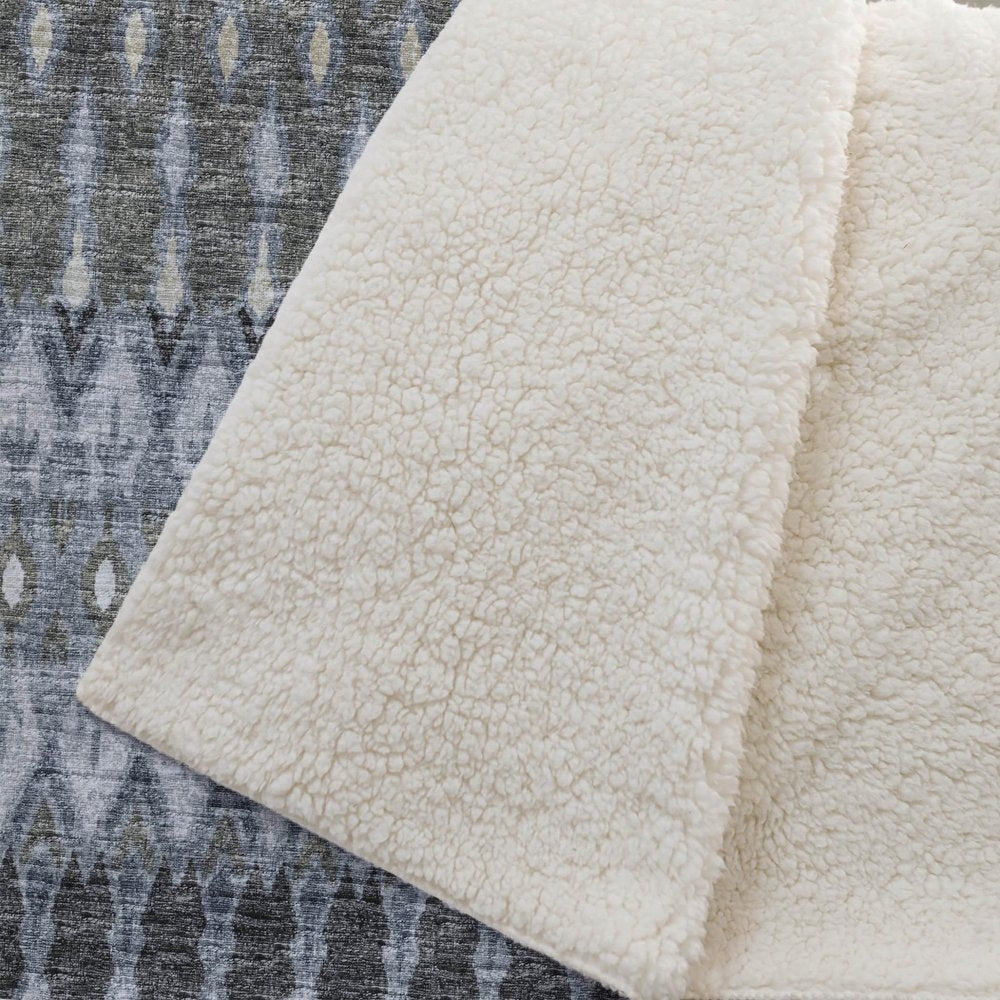 50" X 70" Gray And Charcoal Geometric Polyester Woven Plush Throw Blanket