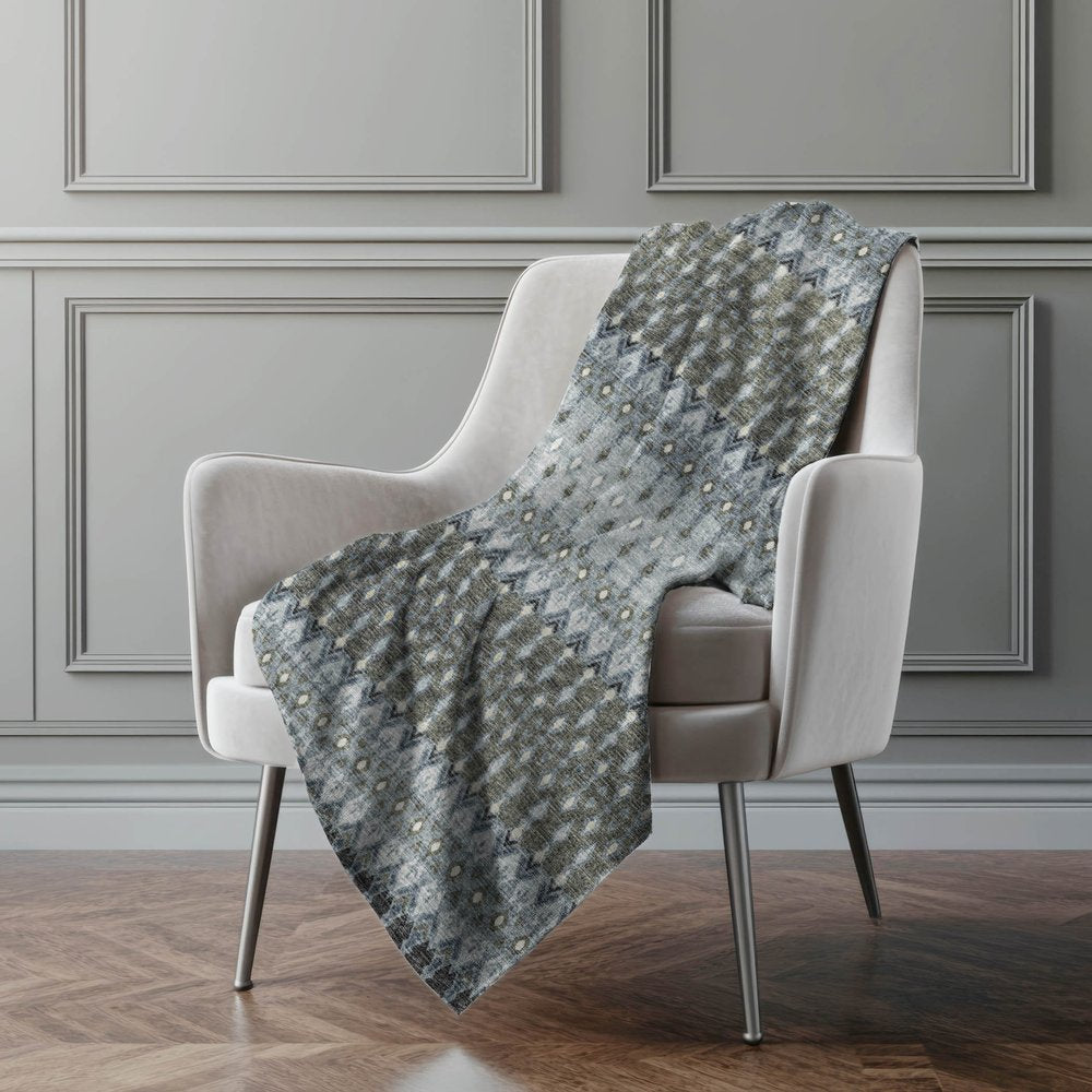 50" X 70" Gray And Charcoal Geometric Polyester Woven Plush Throw Blanket