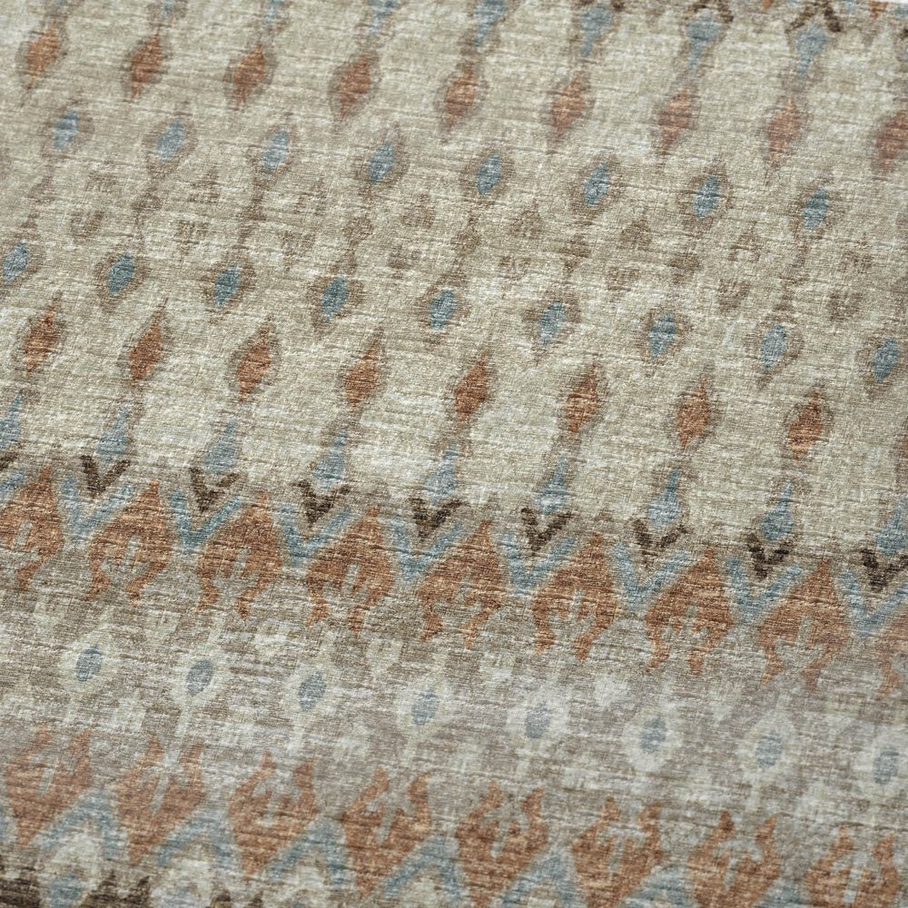 50" X 70" Chocolate Beige And Blue Geometric Polyester Woven Plush Throw Blanket