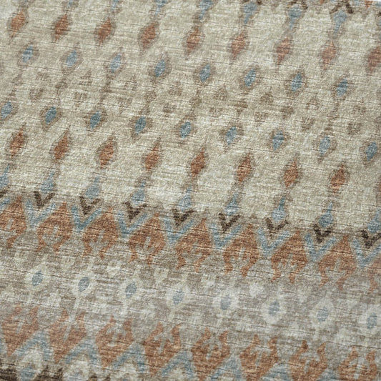 50" X 70" Chocolate Beige And Blue Geometric Polyester Woven Plush Throw Blanket