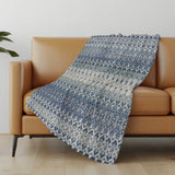 50" X 70" Blue And Orange Geometric Polyester Woven Plush Throw Blanket