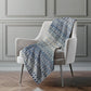 50" X 70" Blue And Orange Geometric Polyester Woven Plush Throw Blanket