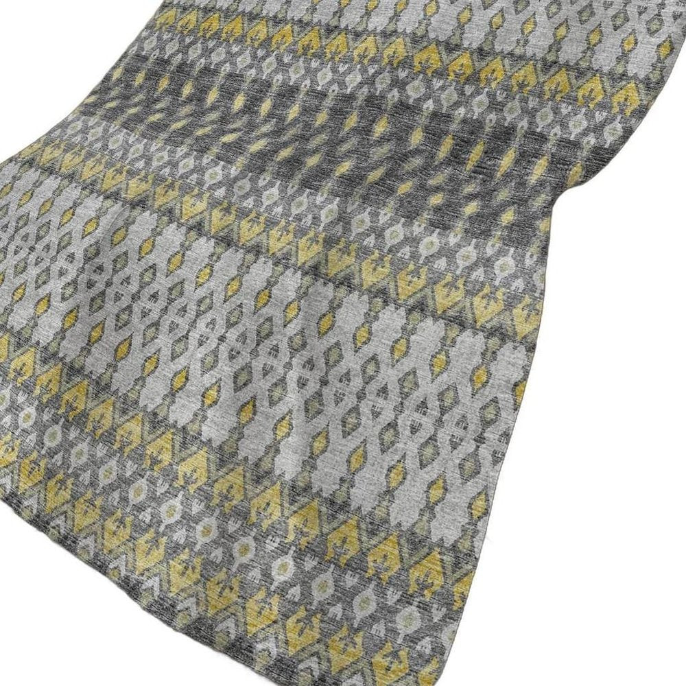 50" X 70" Gray And Gold Geometric Polyester Woven Plush Throw Blanket