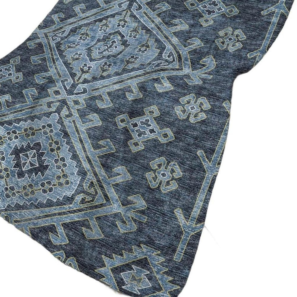 50" X 70" Blue And Teal Southwestern Polyester Woven Plush Throw Blanket