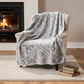 50" X 70" Pewter And Beige Southwestern Microfiber Plush Throw Blanket