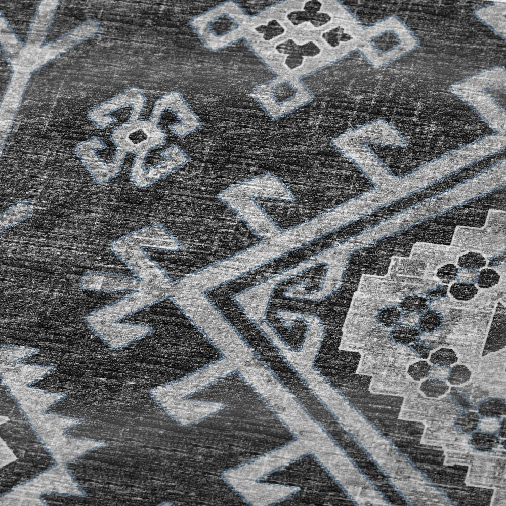 50" X 70" Charcoal And Gray Southwestern Polyester Woven Plush Throw Blanket