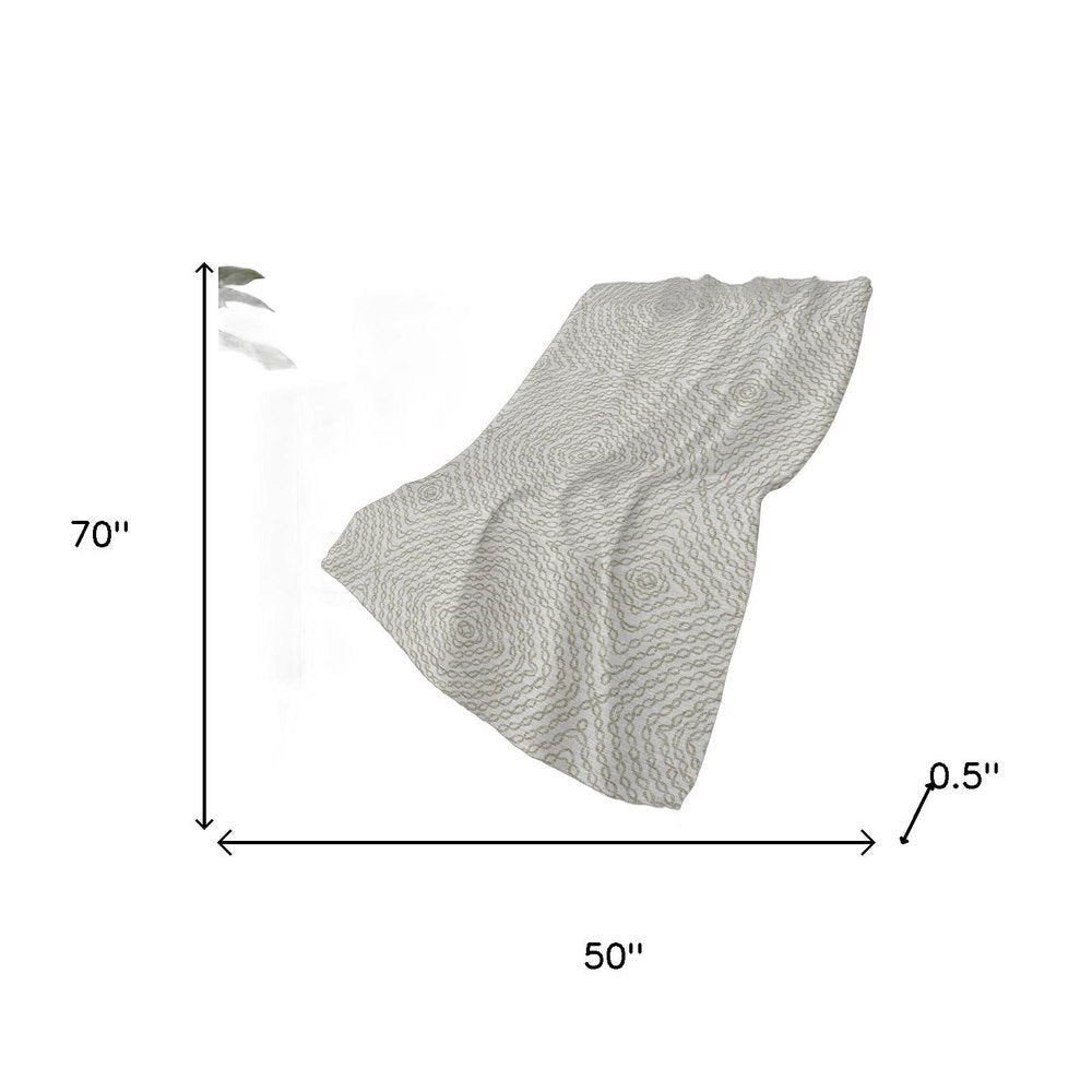 50" X 70" Linen And Ivory Abstract Polyester Woven Plush Throw Blanket