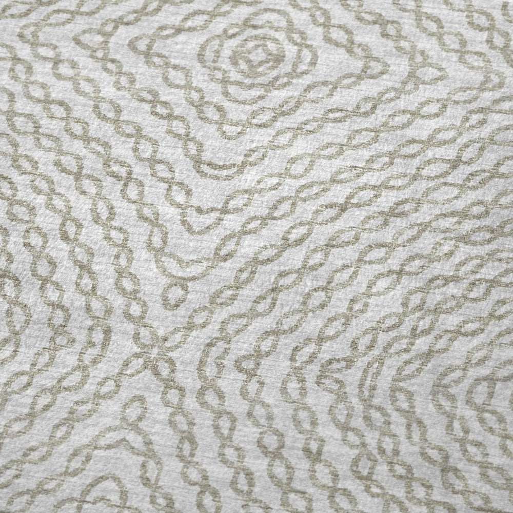 50" X 70" Linen And Ivory Abstract Polyester Woven Plush Throw Blanket