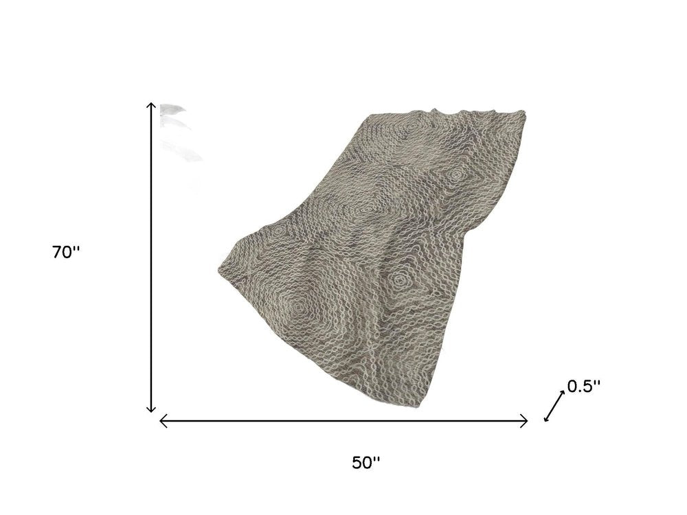 50" X 70" Chocolate And Beige Abstract Polyester Woven Plush Throw Blanket