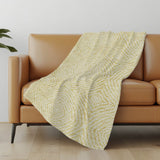 50" X 70" Yellow And Beige Abstract Polyester Woven Plush Throw Blanket