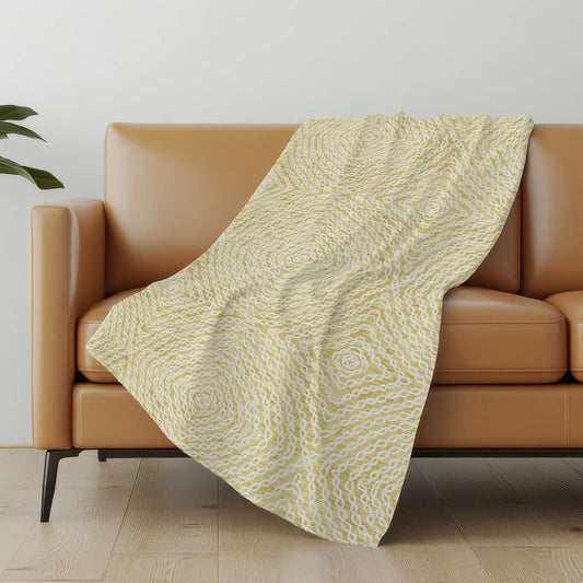50" X 70" Yellow And Beige Abstract Polyester Woven Plush Throw Blanket