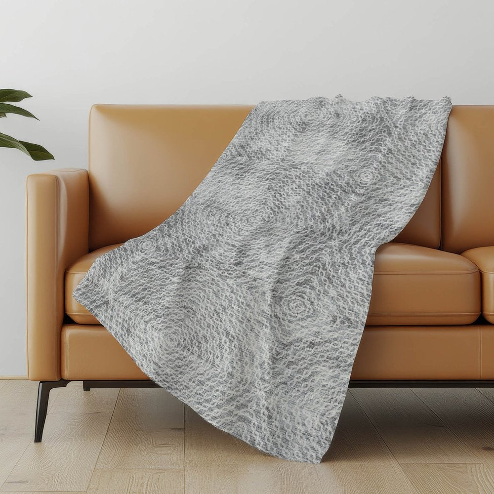 50" X 70" Charcoal And Gray Abstract Polyester Woven Plush Throw Blanket