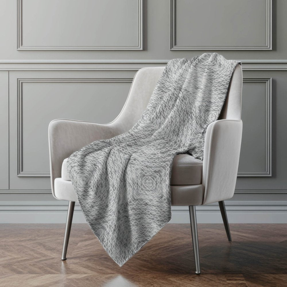 50" X 70" Charcoal And Gray Abstract Polyester Woven Plush Throw Blanket