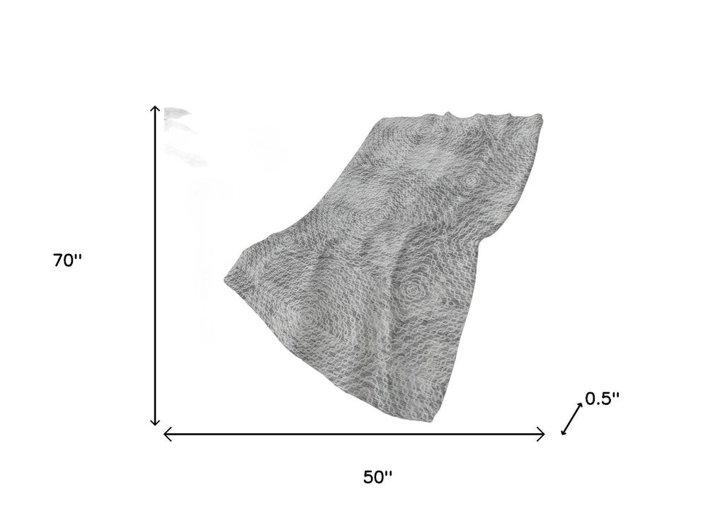 50" X 70" Charcoal And Gray Abstract Polyester Woven Plush Throw Blanket