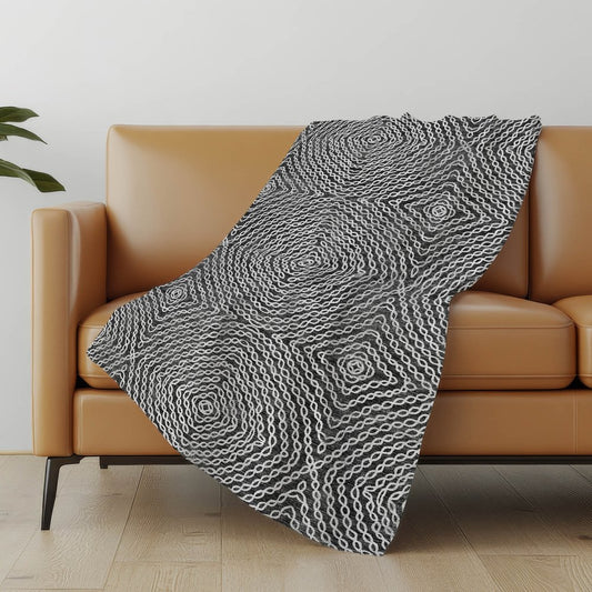 50" X 70" Charcoal And Ivory Abstract Polyester Woven Plush Throw Blanket
