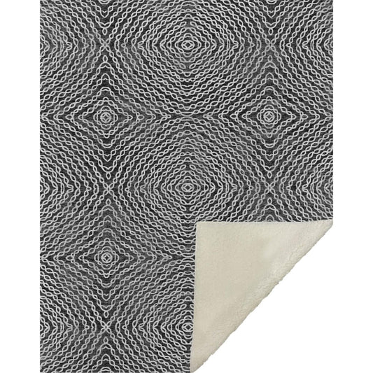 50" X 70" Charcoal And Ivory Abstract Microfiber Plush Throw Blanket