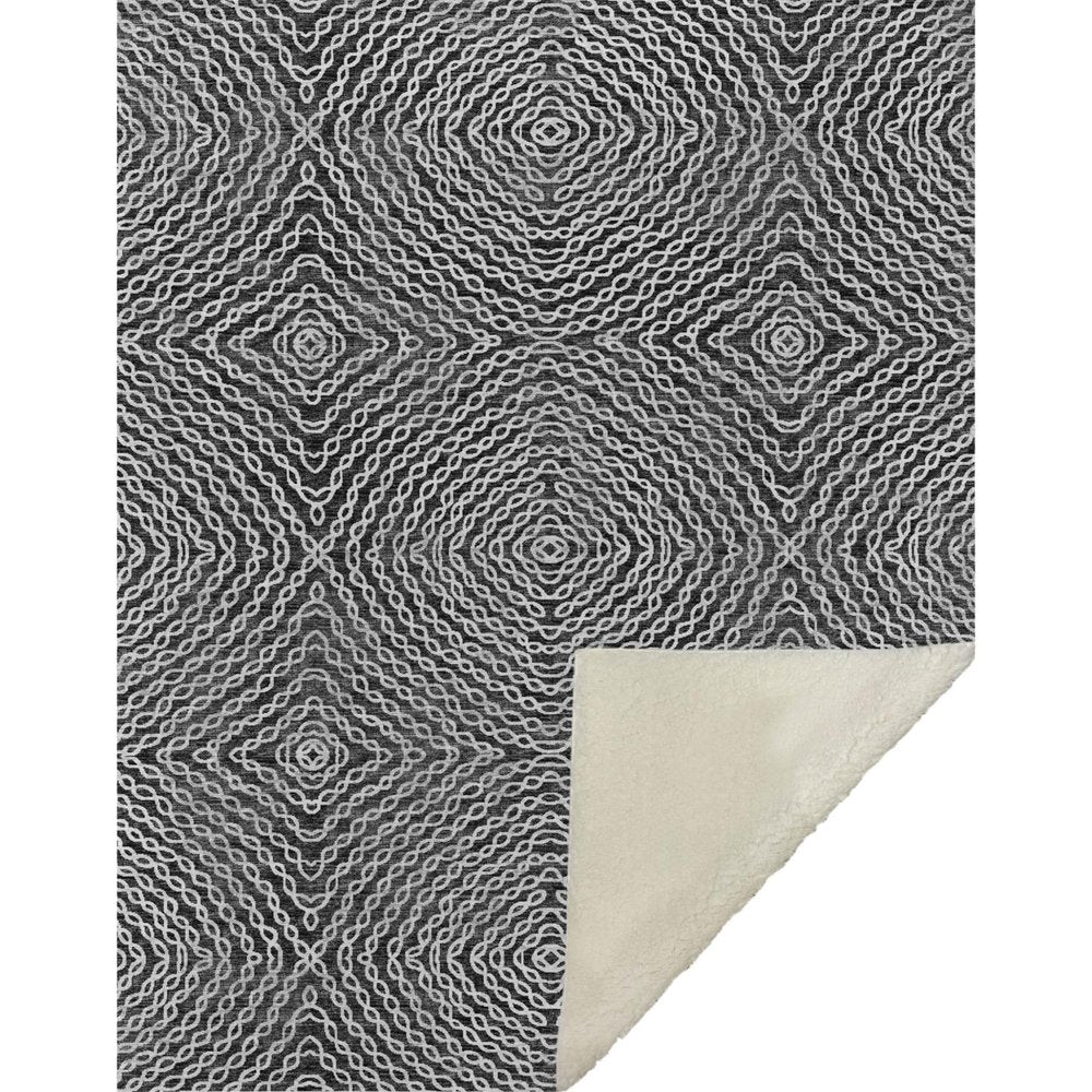 50" X 70" Charcoal And Ivory Abstract Microfiber Plush Throw Blanket