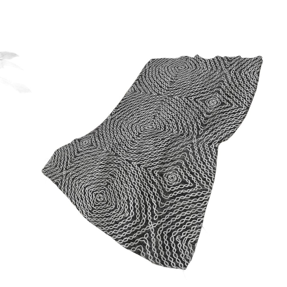 50" X 70" Charcoal And Ivory Abstract Polyester Woven Plush Throw Blanket