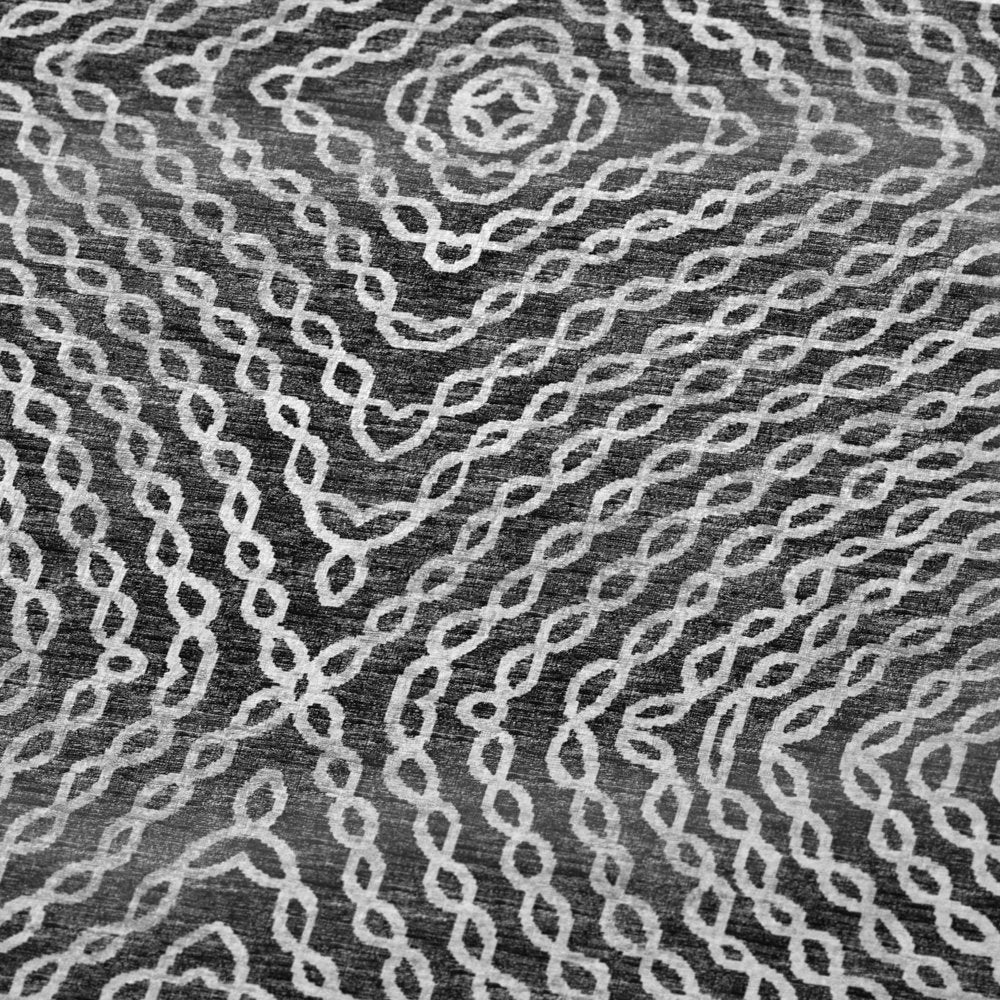 50" X 70" Charcoal And Ivory Abstract Polyester Woven Plush Throw Blanket