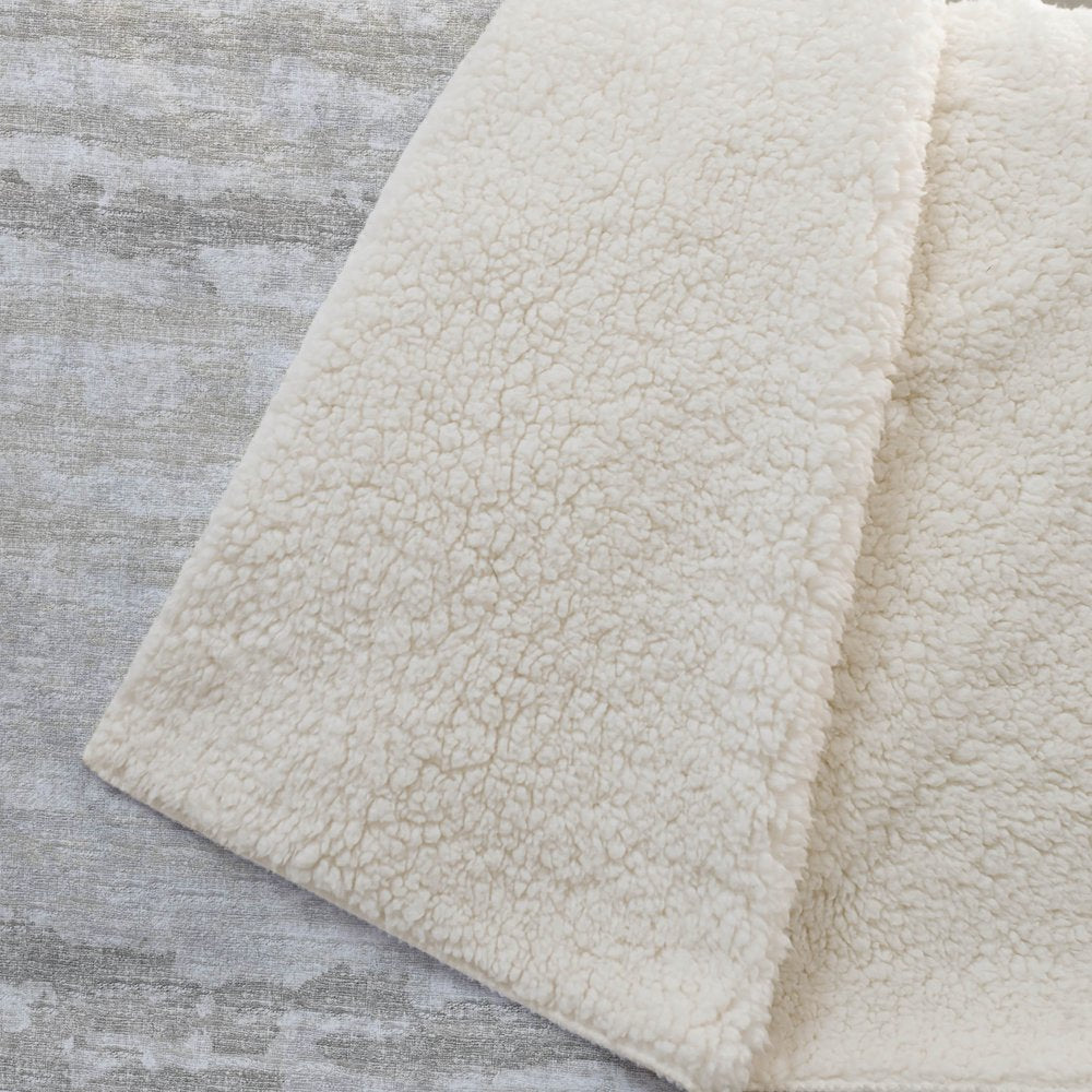 50" X 70" Ivory And Taupe Striped Microfiber Plush Throw Blanket